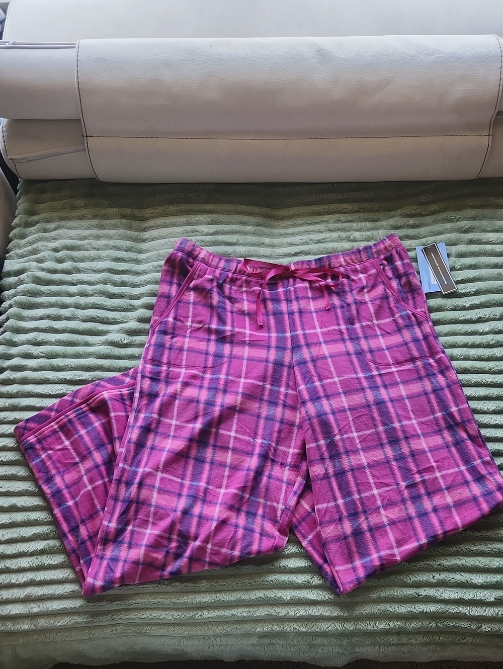 Jockey Pink Plaid Lounge Pajama Pants with Purple Accents